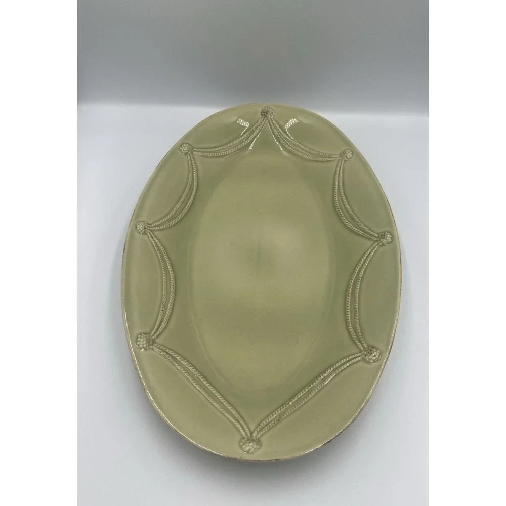 NEW JULISKA Berry & Thread Pistachio Green Oval Serving Platter 17 3/4